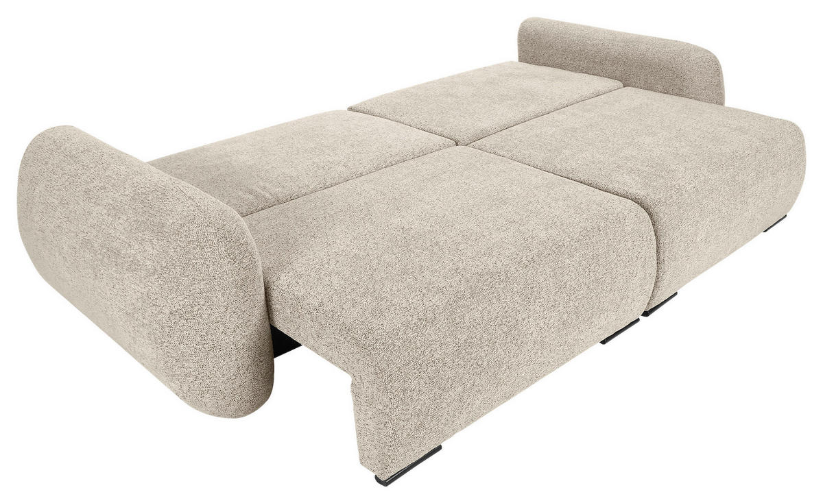 SCHLAFSOFA Flachgewebe Beige  inkl. Zierkissen, Rückenkissen, Bettkasten, Schlaffunktion, Rücken echt, Liegefläche im Originalstoff  - Beige/Schwarz, KONVENTIONELL, Kunststoff/Textil (250/74/92cm) - Carryhome