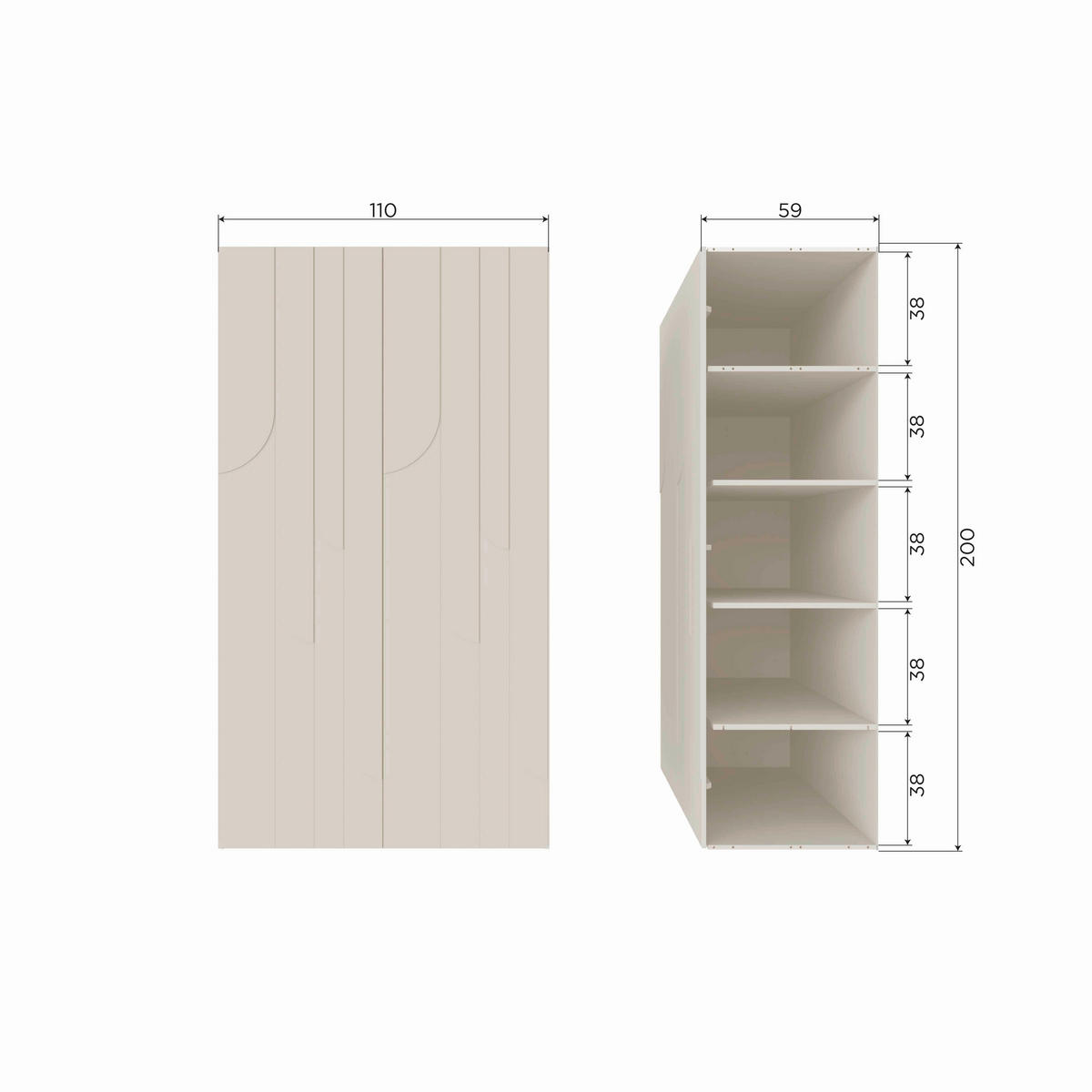 MEHRZWECKSCHRANK  in Hellgrau  - Hellgrau, Design, Holz (110/200/57cm) - Livetastic