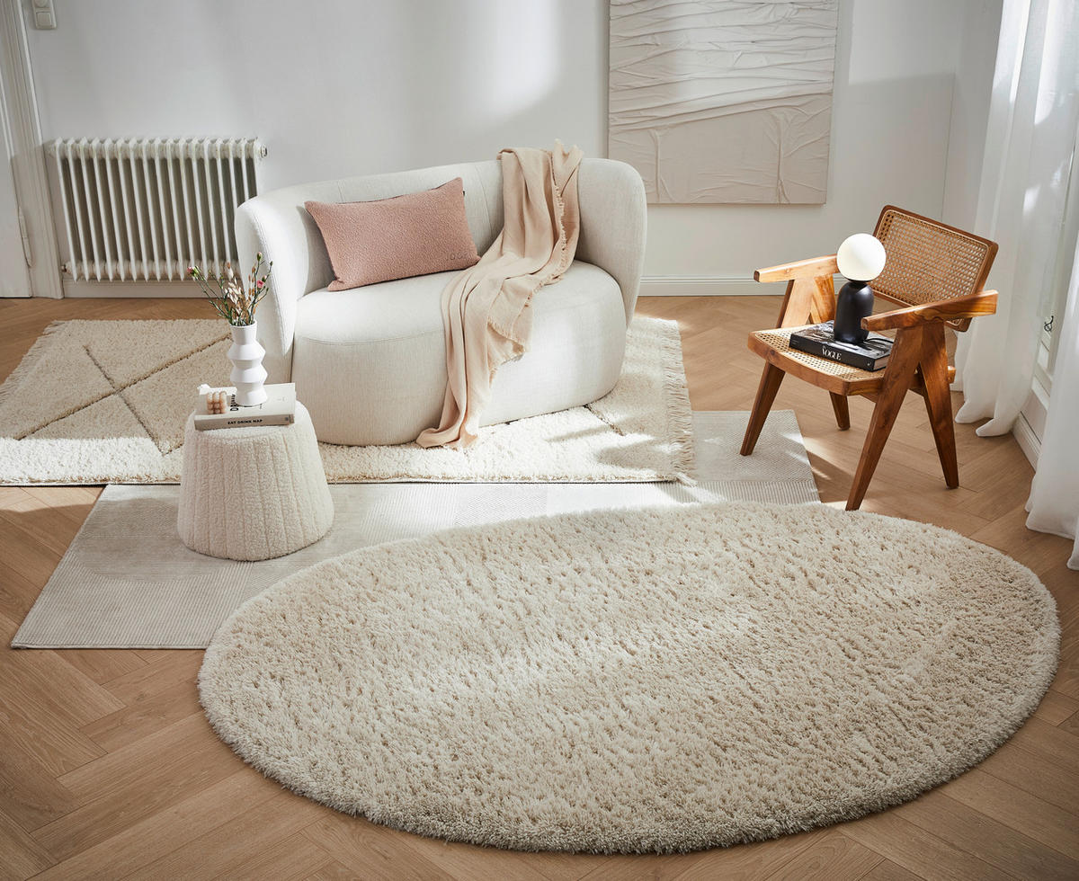 2-SITZER-SOFA Bouclé Creme  - Creme/Schwarz, KONVENTIONELL, Kunststoff/Textil (154/80/84cm) - Carryhome