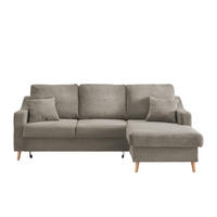 ECKSOFA in Cord Graubraun  - Graubraun/Naturfarben, Design, Holz/Textil (228/150cm) - P & B
