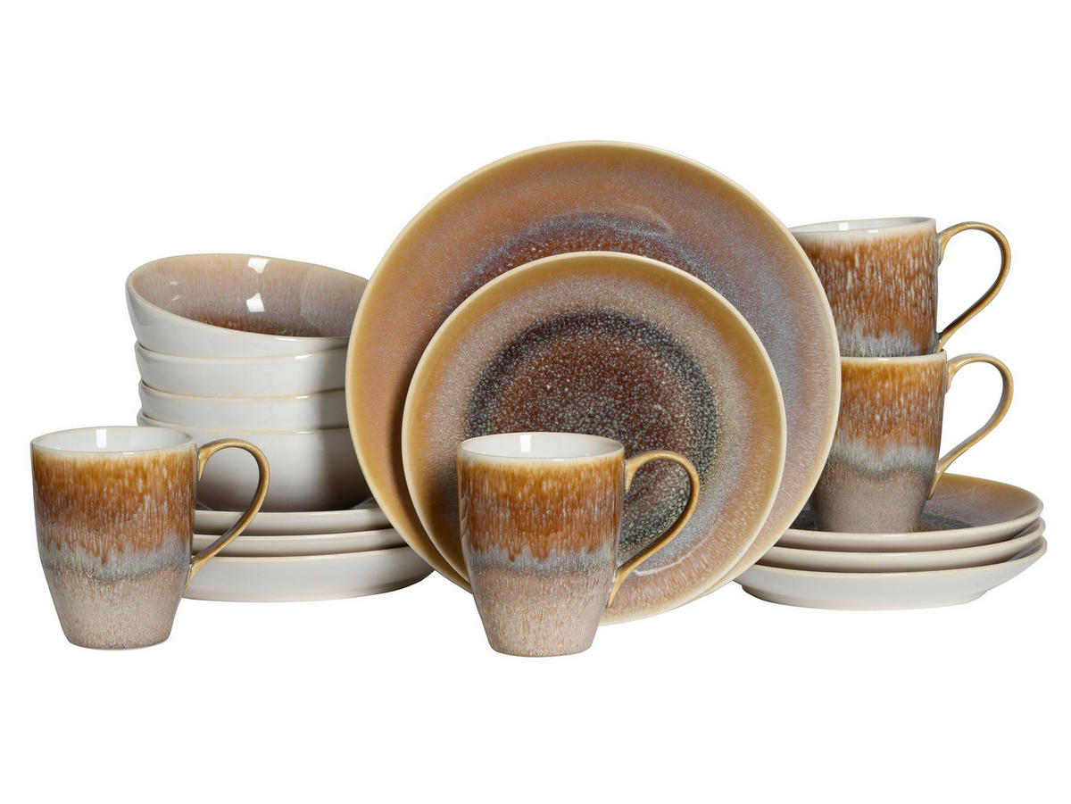 KOMBISERVICE Caldera Sand 16-teilig  - Sandfarben/Weiß, Basics, Keramik - Creatable