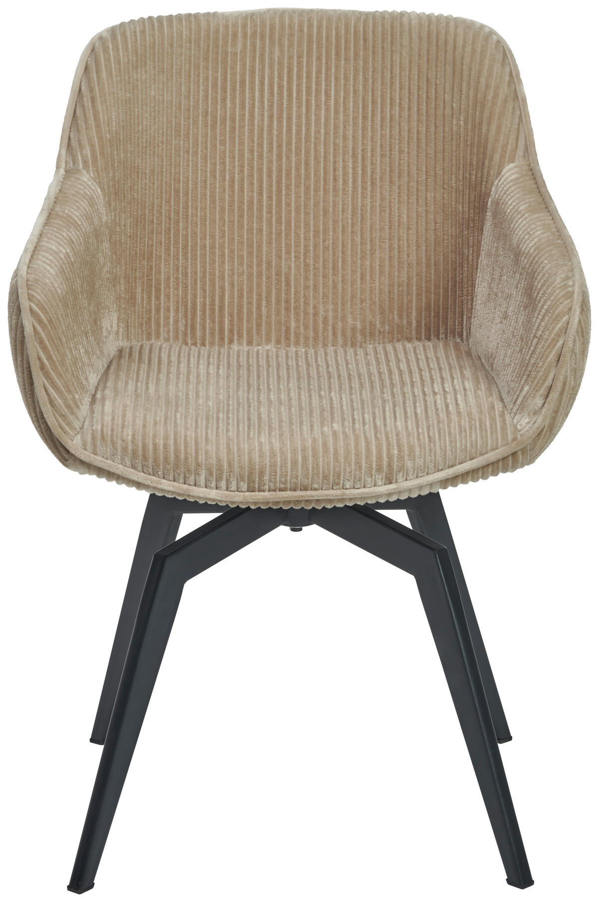 ARMLEHNSTUHL  Sitzfläche 360° drehbar, inklusive Armlehnen Cord  - Hellbraun/Schwarz, Modern, Textil/Metall (60/84/64cm) - Livetastic