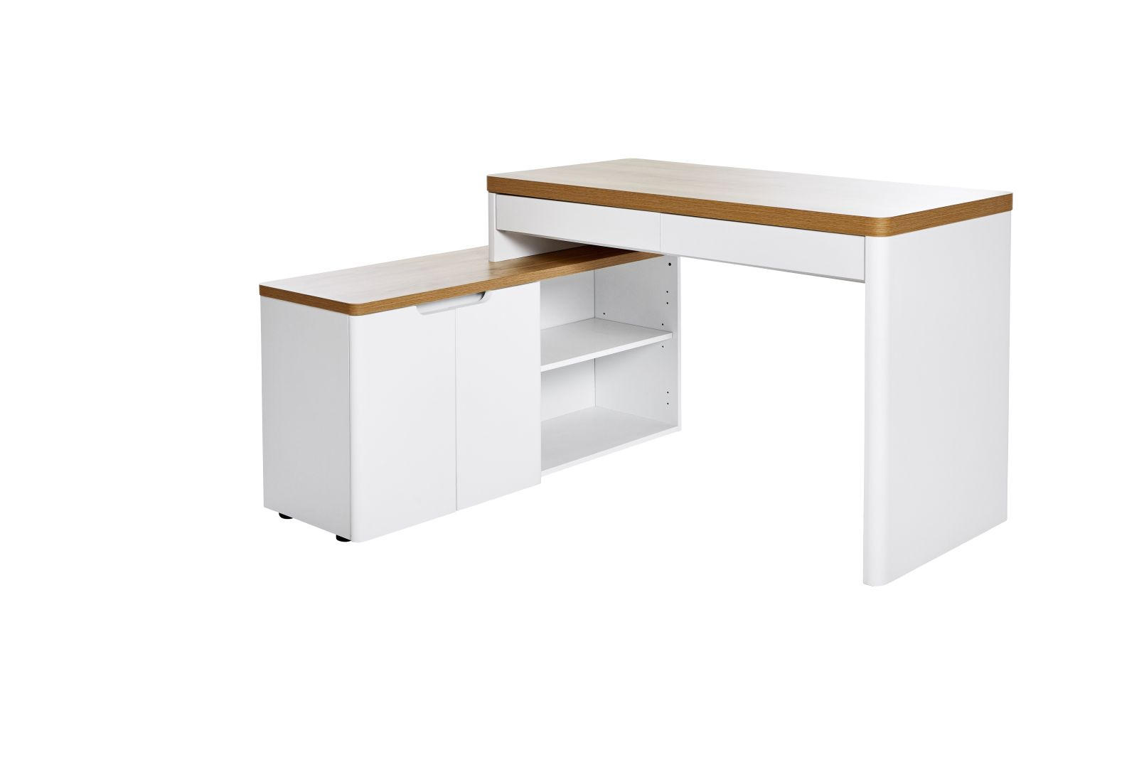 XXXLutz Eckschreibtisch Weiß, Eiche 118x76x140 cm