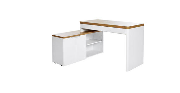 ECKSCHREIBTISCH 140/118/76 cm  in Weiß, Eichefarben  - Eichefarben/Weiß, KONVENTIONELL, Holzwerkstoff (140/118/76cm) - Venda