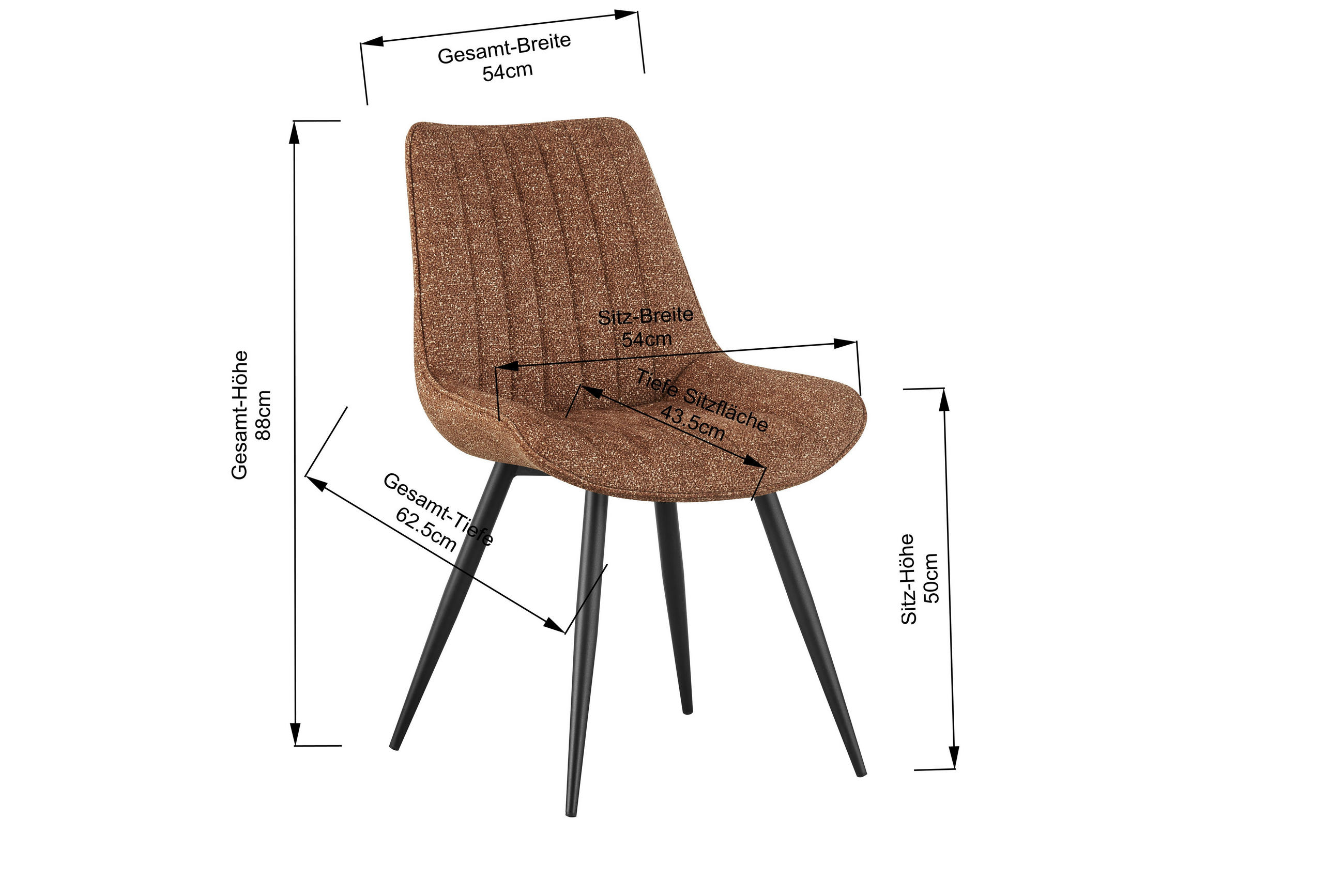 STUHL Leinenoptik Braun Pappel Sperrholz  - Schwarz/Braun, KONVENTIONELL, Holz/Textil (54/88/61,5cm) - MID.YOU