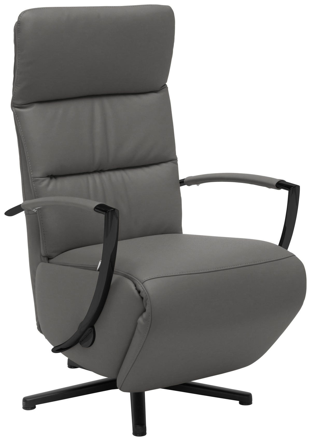 RELAXSESSEL in Leder Grau  - Schwarz/Grau, Design, Leder/Metall (64/112/80cm) - Cantus