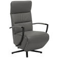 RELAXSESSEL in Leder Grau - Schwarz/Grau, Design, Leder/Metall (64/112/80cm) - Cantus