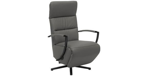 RELAXSESSEL in Leder Grau - Schwarz/Grau, Design, Leder/Metall (64/112/80cm) - Cantus