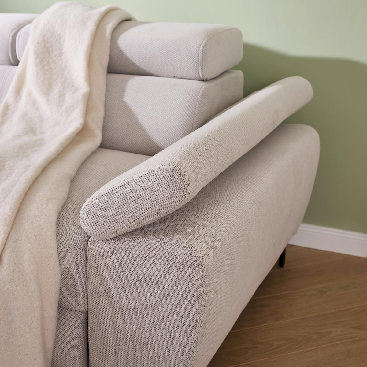 ECKSOFA in Flachgewebe Beige  206/266 cm  - Beige/Schwarz, Design, Textil/Metall (206/266cm) - Stylife