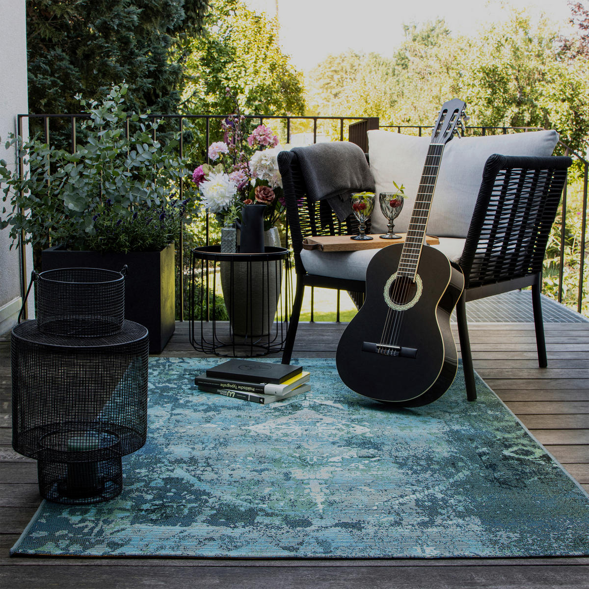 OUTDOORTEPPICH 120/170 cm My Gobelina Weiß, Hellblau  - Weiß/Hellblau, Design, Textil (120/170cm) - Obsession