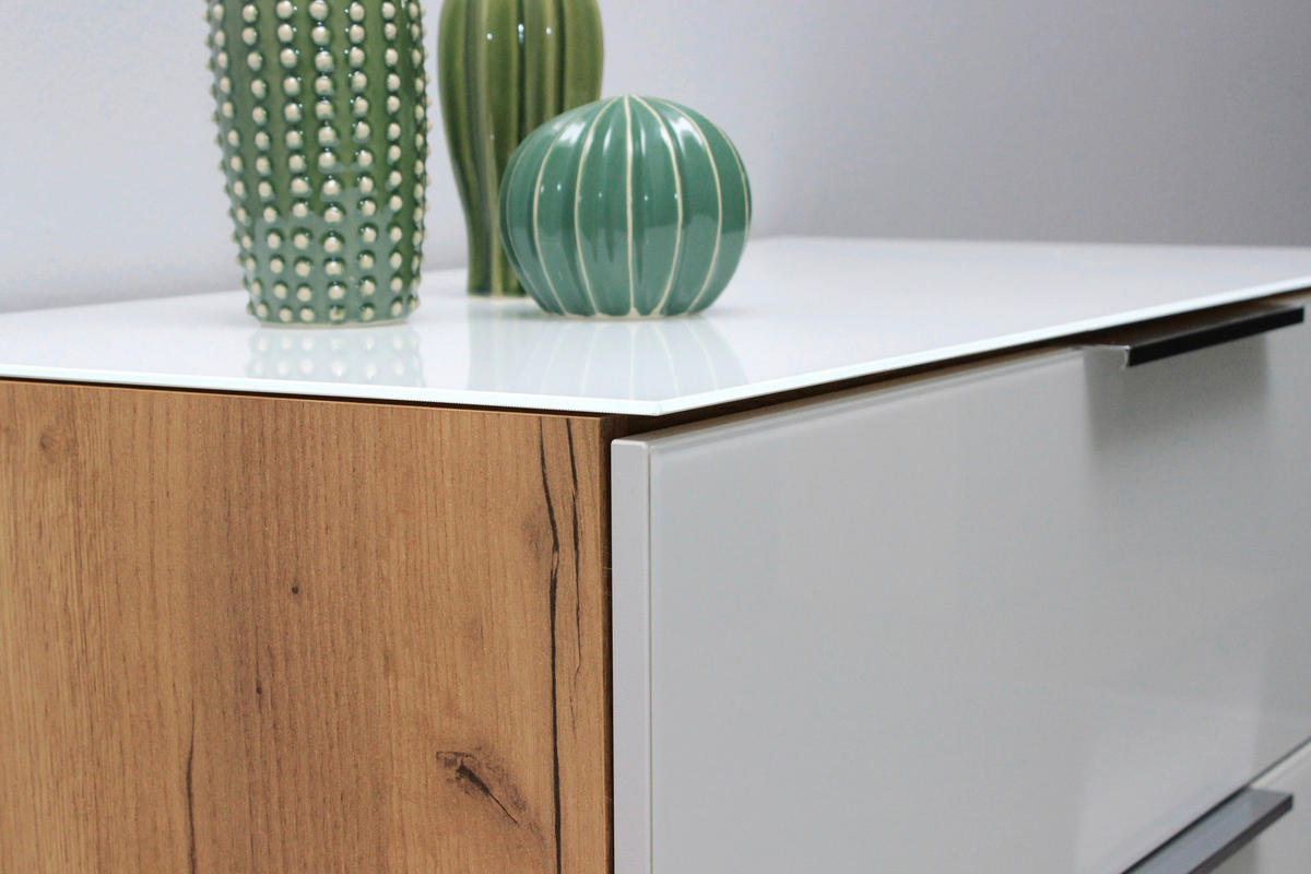 SIDEBOARD  in 184/102/42 cm  - Chromfarben/Eichefarben, KONVENTIONELL, Glas/Holzwerkstoff (184/102/42cm) - Germania