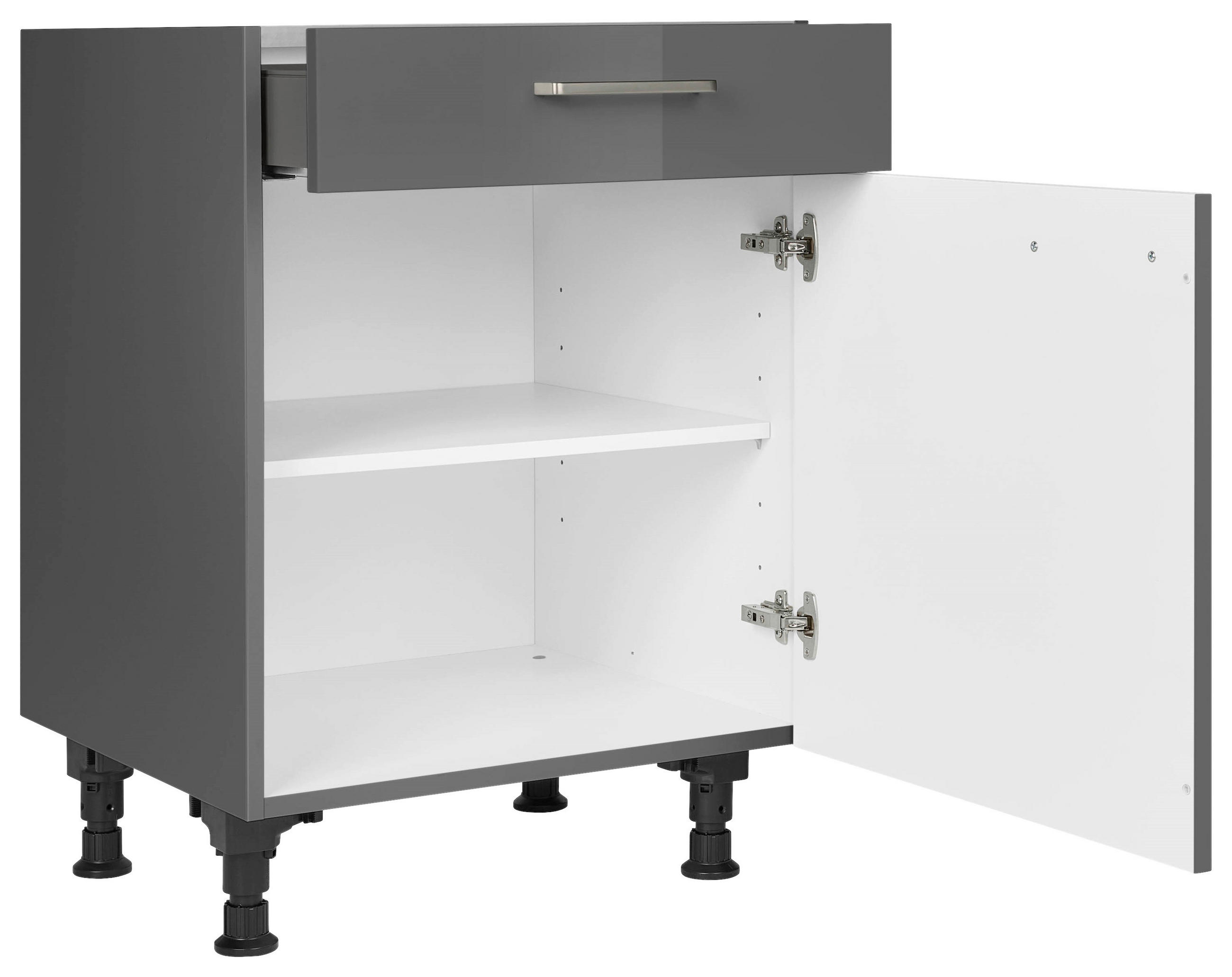 SCHUBKASTENUNTERSCHRANK 60/87/56 cm  in Schieferfarben  - Schieferfarben/Edelstahlfarben, MODERN, Holzwerkstoff/Metall (60/87/56cm) - Nobilia