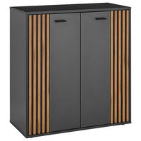 KOMODA, antracit, barve hrasta  - črna/barve hrasta, Design, kovina/umetna masa (80/86/38cm) - Xora