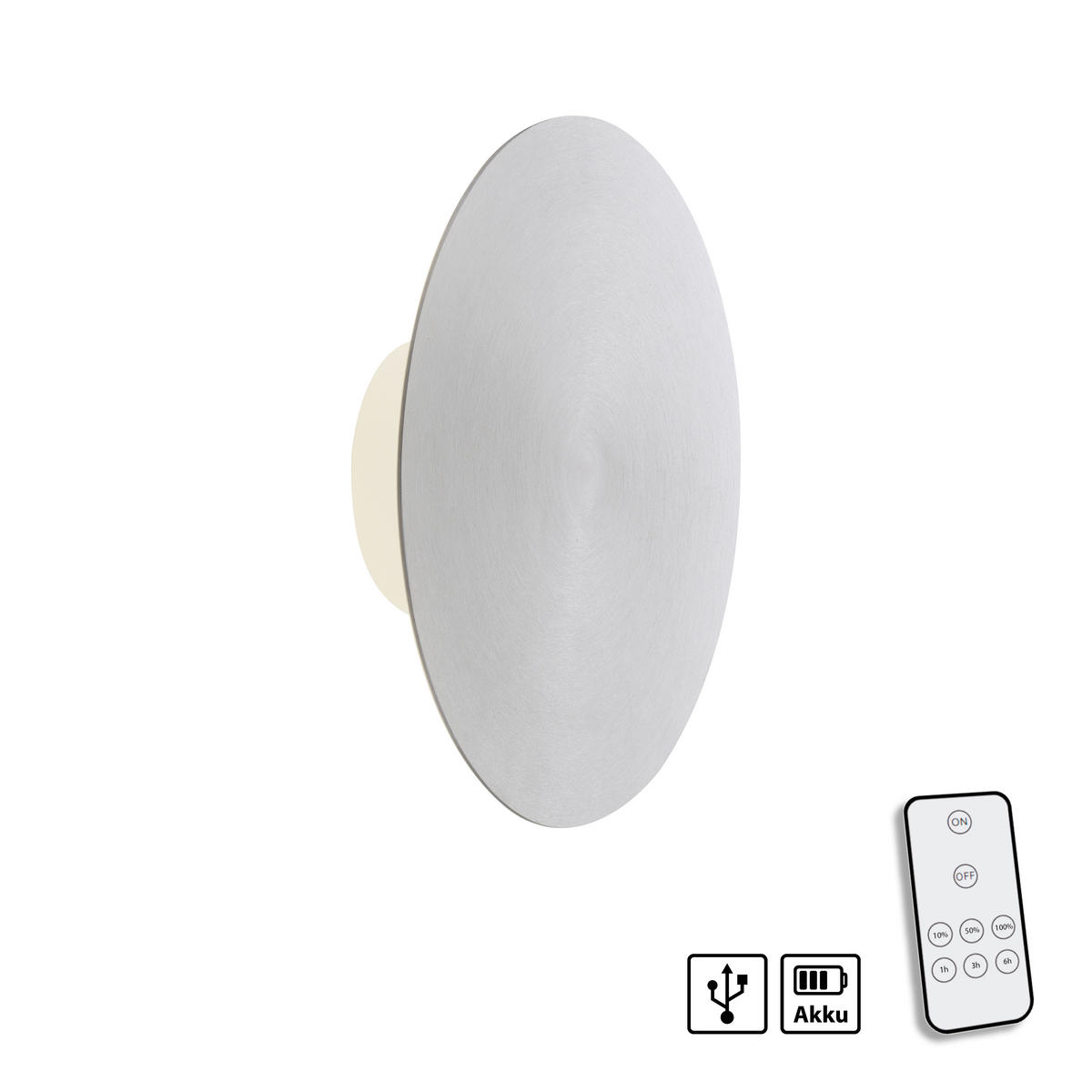 AKKU-WANDLEUCHTE - Alufarben, Design, Kunststoff/Metall (25/6,5cm) - Paul Neuhaus