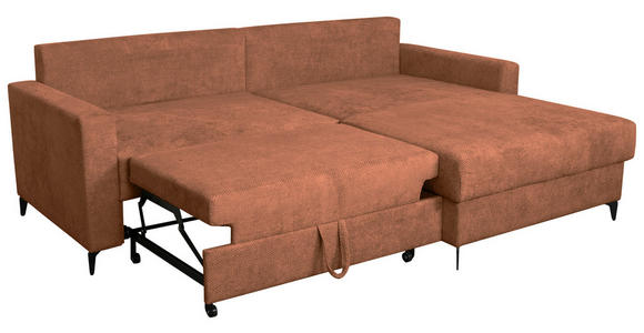 ECKSOFA Terracotta Struktur  - Terracotta/Schwarz, KONVENTIONELL, Textil/Metall (230/164cm) - Carryhome