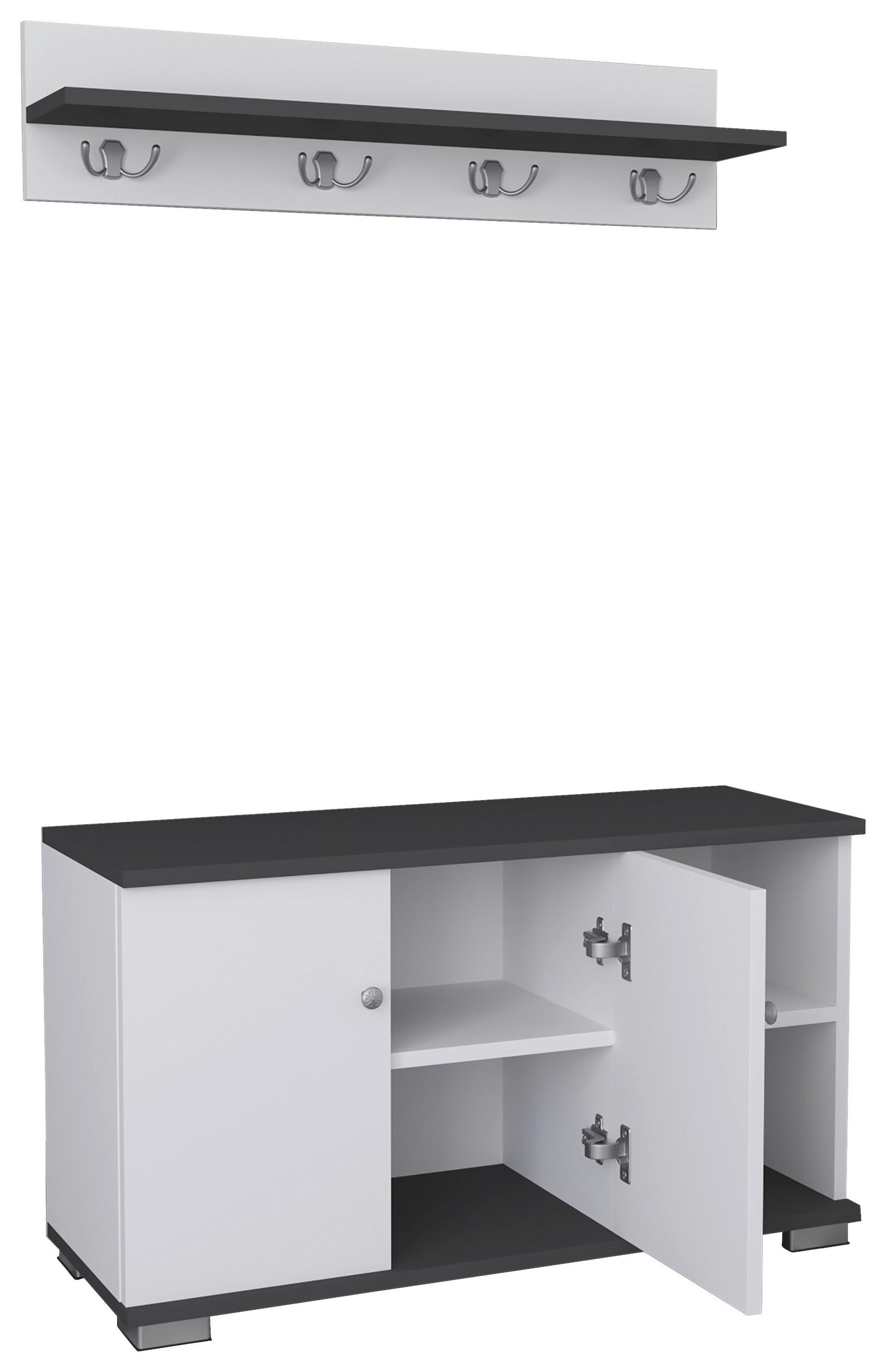 GARDEROBE 2-teilig  in 90/82/33 cm  - Weiss/Anthrazit, Modern, Holzwerkstoff (90/82/33cm) - MID.YOU