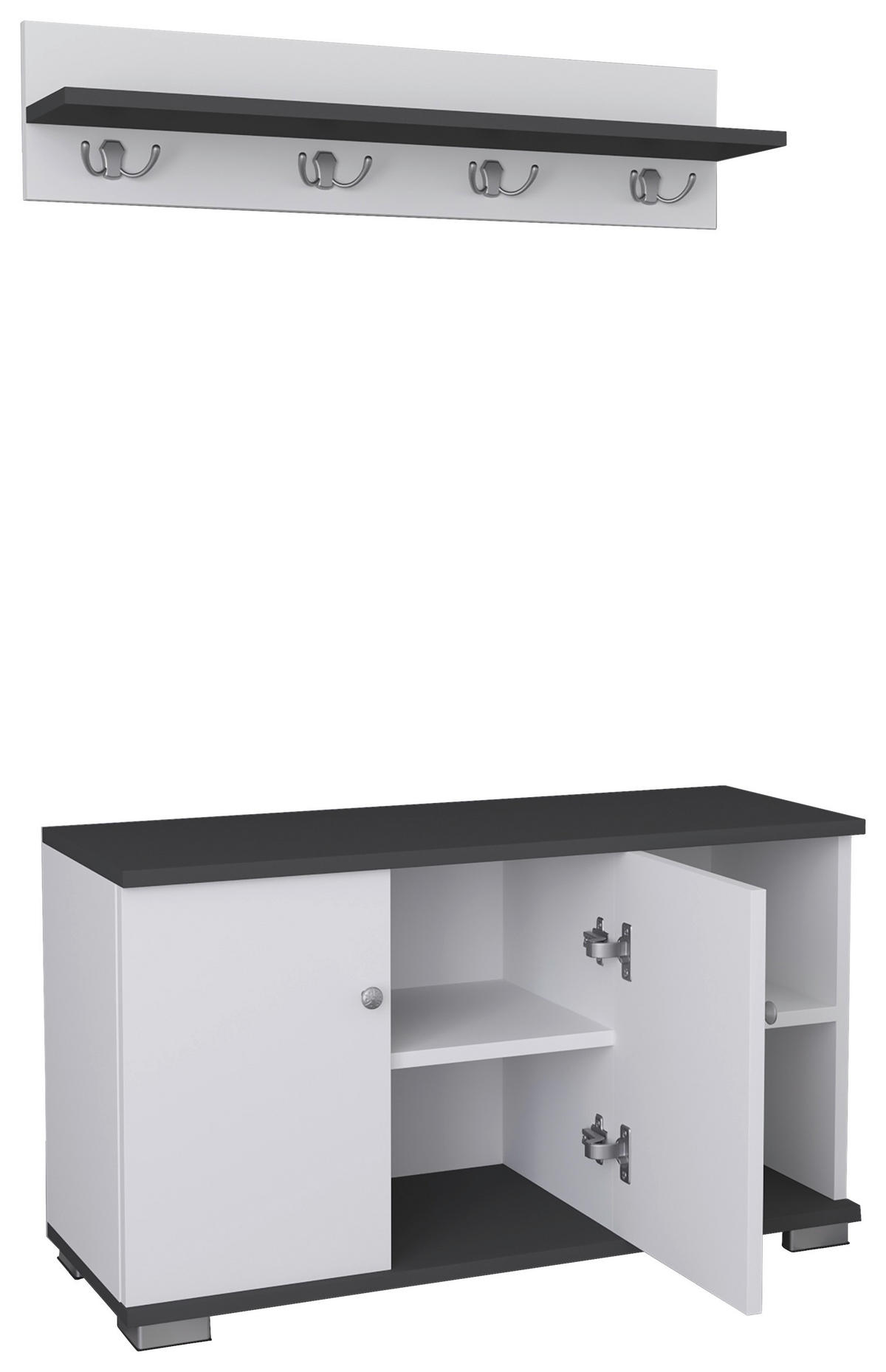 GARDEROBE 2-teilig  in 90/82/33 cm  - Weiss/Anthrazit, Modern, Holzwerkstoff (90/82/33cm) - MID.YOU
