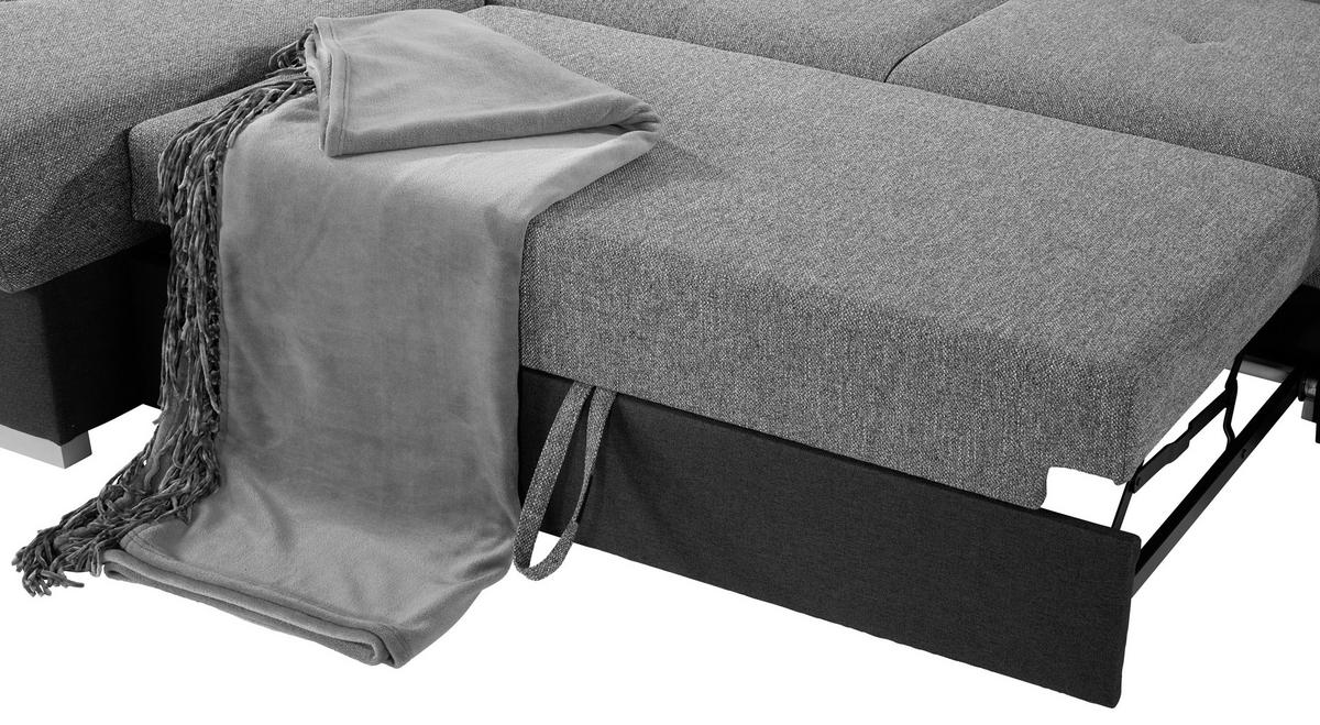 HÖRNSOFFA i vävt tyg grå, mörkgrå  - mörkgrå/silver, Klassisk, trä/textil (203/286cm) - Livetastic