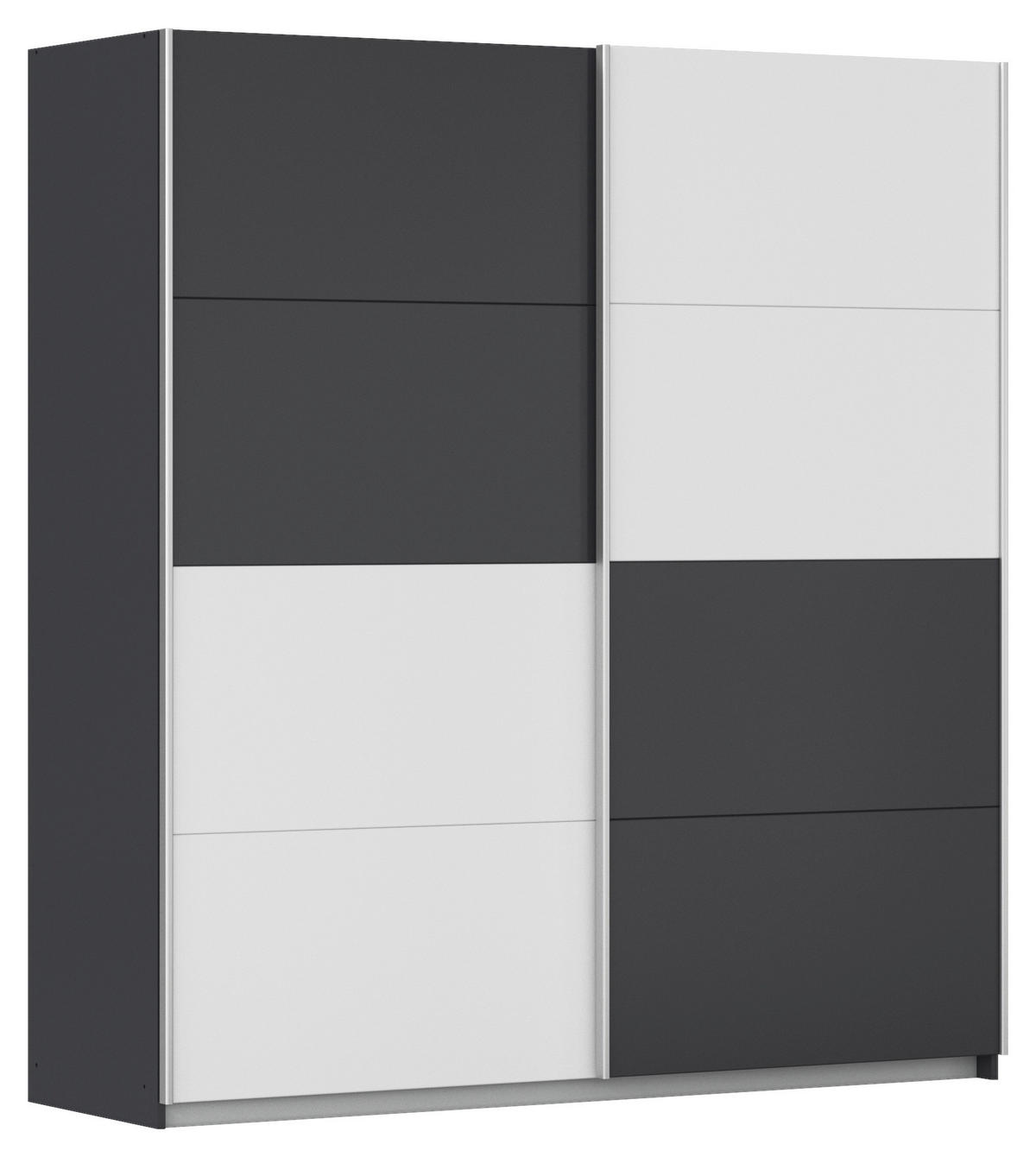 SCHWEBETÜRENSCHRANK  in Graphitfarben, Weiß  - Alufarben/Graphitfarben, MODERN, Holzwerkstoff/Metall (181/197/61cm) - Rauch Möbel