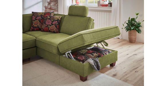 ECKSOFA Dunkelgrün Flachgewebe, Chenille  - Dunkelgrün/Nussbaumfarben, KONVENTIONELL, Holz/Textil (236/213cm) - Cantus