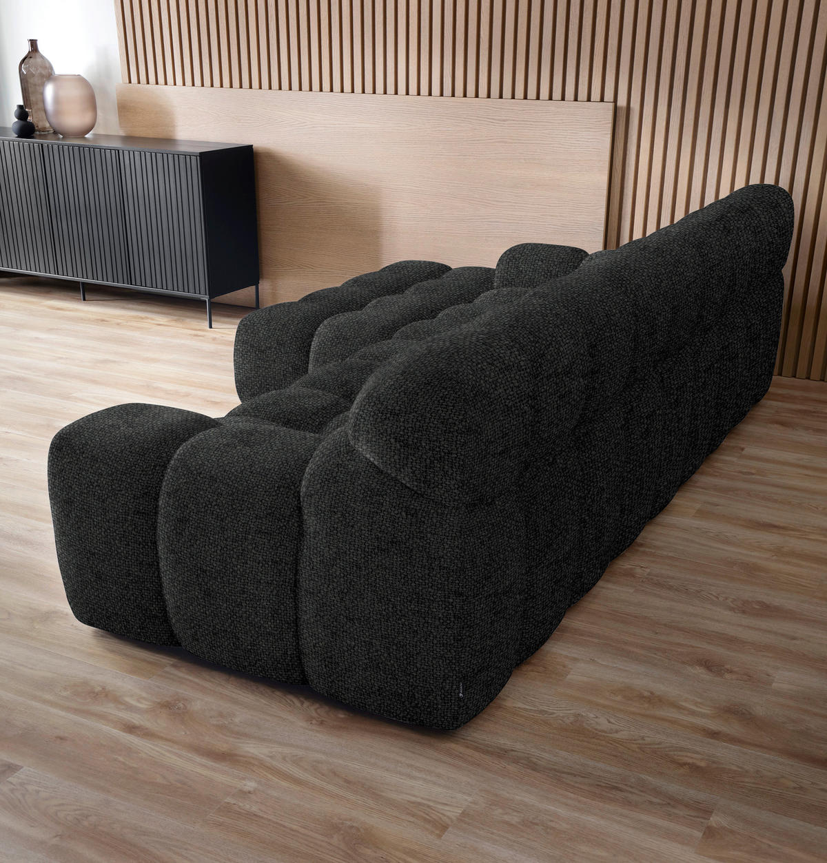 ECKSOFA in Webstoff Schwarz  - Schwarz, Modern, Kunststoff/Textil (180/297cm) - Welnova