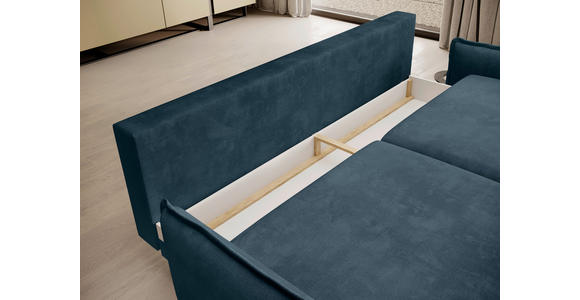 SCHLAFSOFA  mit Liegefunktion, Rücken echt Chenille Blau  - Blau/Schwarz, KONVENTIONELL, Textil/Metall (223/89/107cm) - Carryhome