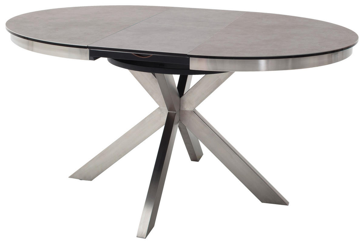 ESSTISCH in Metall, Keramik 120/120/76 cm  - Edelstahlfarben/Anthrazit, Design, Keramik/Metall (120/120/76cm) - Livetastic