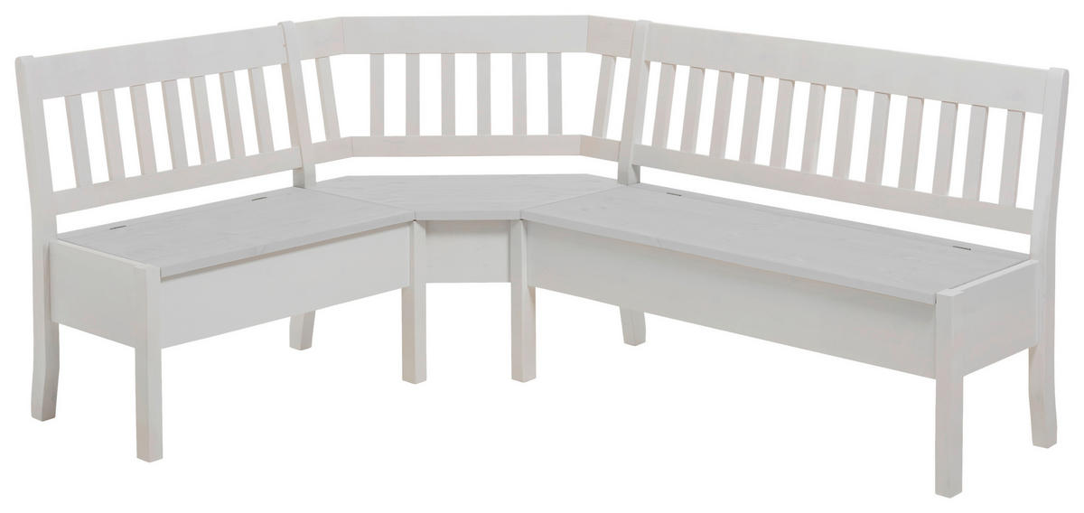 ECKBANK 147/170 cm Weiß Kiefer massiv   - Weiß, ROMANTIK / LANDHAUS, Holz (147/170cm) - Boxxx