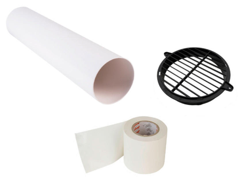 ABLUFTSCHLAUCHSET 106277  - Schwarz/Weiß, Basics, Kunststoff (100cm) - HKT