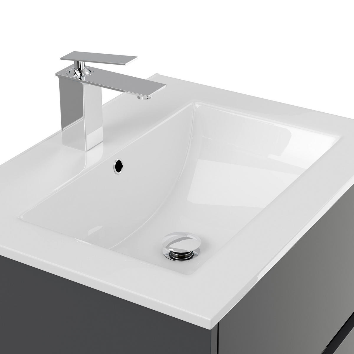 BADEZIMMER 5-teilig  in 60 cm  - Graphitfarben/Weiß, Basics, Keramik/Holzwerkstoff (60cm) - MID.YOU