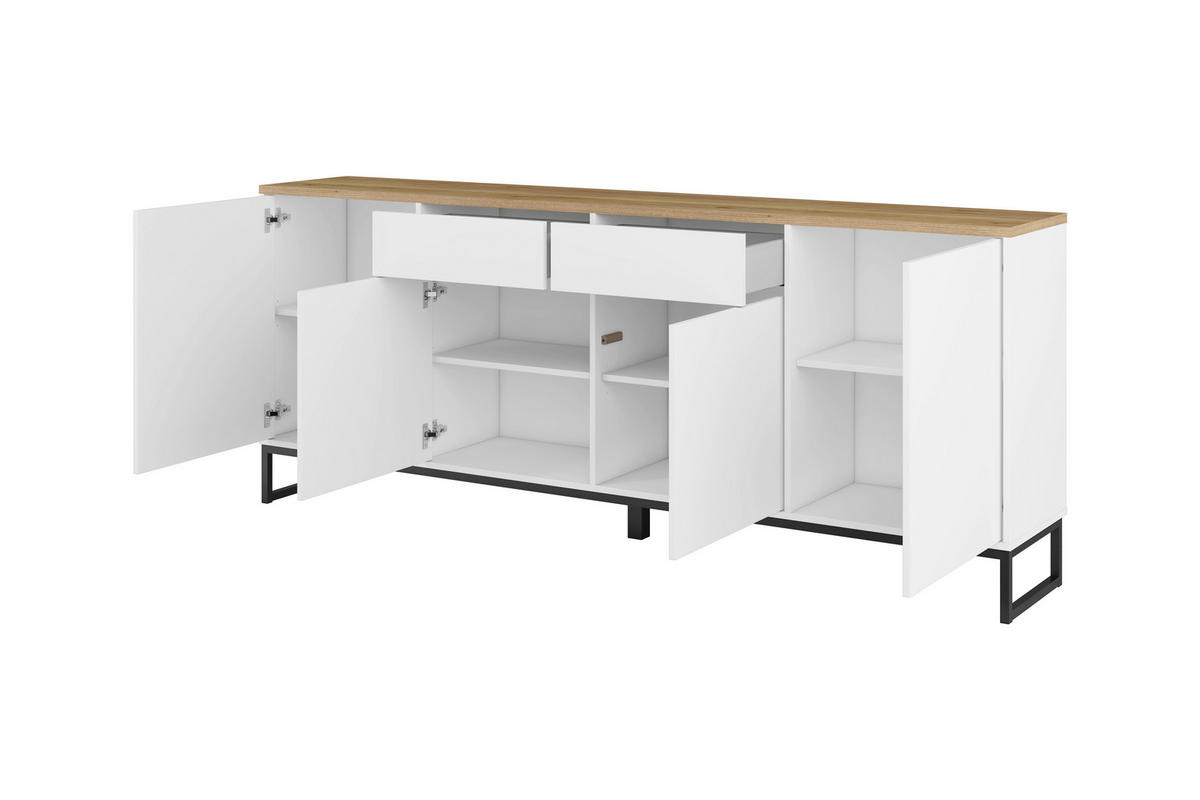 SIDEBOARD Alto 208,5/84,1/36,5 cm 2 Schublade(n)  - Weiss/Eichefarben, Design, Holzwerkstoff/Metall (208,5/84,1/36,5cm) - MID.YOU
