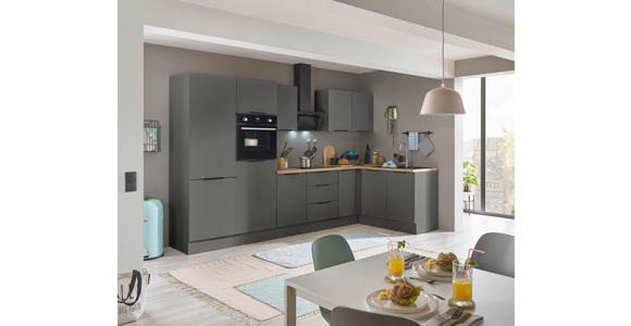 ECKKÜCHE 330/165 cm  in Graphitfarben  - Schwarz/Graphitfarben, Basics, Holzwerkstoff/Metall (330/165cm) - Xora