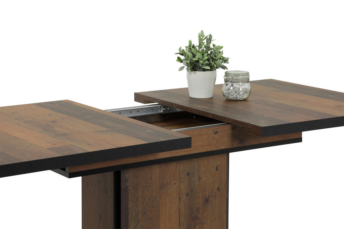 ESSTISCH - Dunkelbraun/Schwarz, KONVENTIONELL, Holzwerkstoff (120-160/80/76cm) - Carryhome