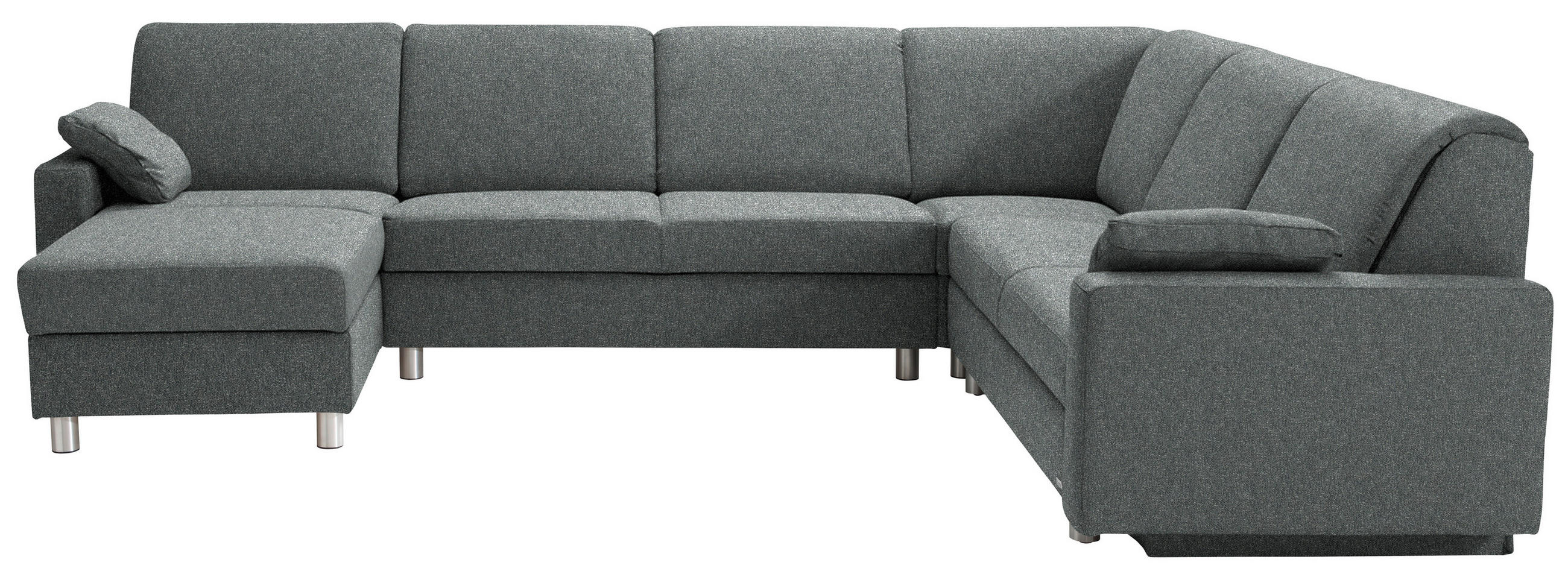 WOHNLANDSCHAFT  in Mikrovelours Graugrün  - Anthrazit/Alufarben, KONVENTIONELL, Textil (158/323/237cm) - Sedda