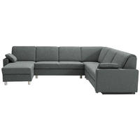 WOHNLANDSCHAFT  in Mikrovelours Graugrün  - Anthrazit/Alufarben, KONVENTIONELL, Textil (158/323/237cm) - Sedda