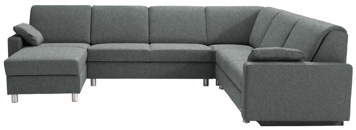 WOHNLANDSCHAFT  in Mikrovelours Graugrün  - Anthrazit/Alufarben, KONVENTIONELL, Textil (158/323/237cm) - Sedda