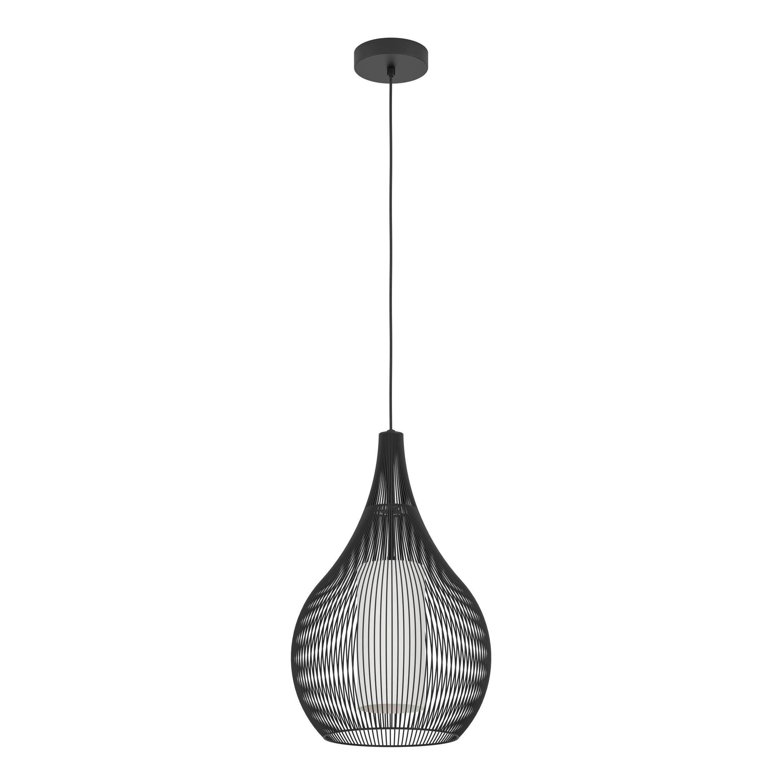 HÄNGELEUCHTE 42,5/110 cm  - Schwarz/Weiß, Design, Glas/Metall (42,5/110cm)