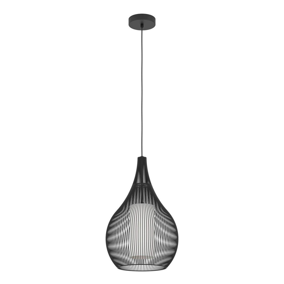 HÄNGELEUCHTE 42,5/110 cm  - Schwarz/Weiß, Design, Glas/Metall (42,5/110cm)