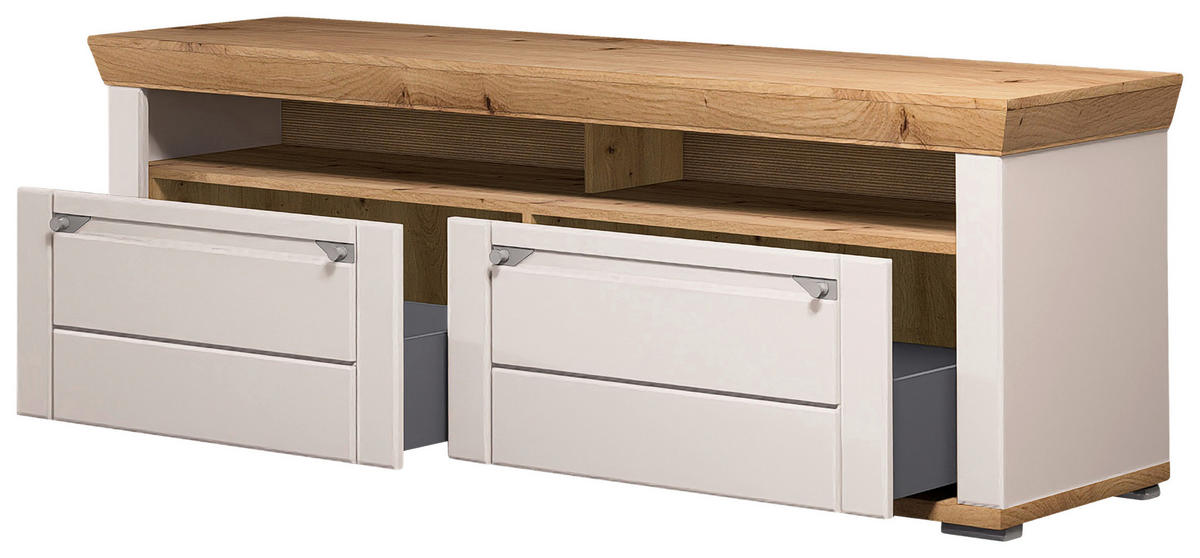 WOHNWAND  in Kaschmir, Eiche Artisan  351/208/53 cm  - Kaschmir/Eiche Artisan, ROMANTIK / LANDHAUS, Glas/Holzwerkstoff (351/208/53cm) - Landscape