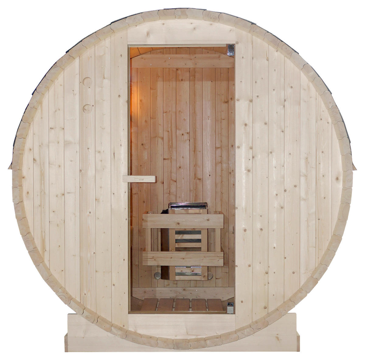 SAUNAFASS für 2 Personen Tromsö M  - Fichtefarben, KONVENTIONELL, Glas/Holz (189/120/191,5cm) - Sanotechnik