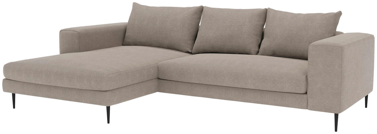 ECKSCHLAFSOFA in Struktur Taupe  - Taupe/Schwarz, Modern, Textil/Metall (295/170cm) - Trendmanufaktur