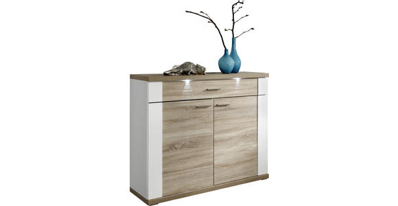 KOMMODE 129/107/42 cm  - Chromfarben/Eichefarben, Design, Holzwerkstoff/Kunststoff (129/107/42cm) - Carryhome