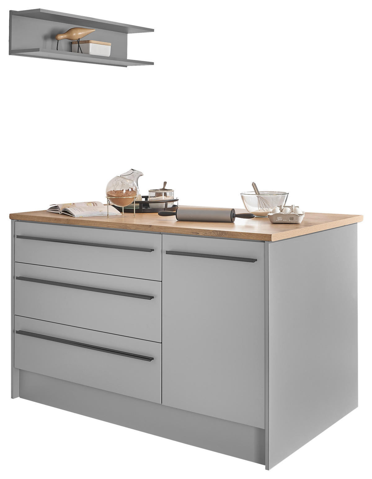 KUHINJSKI OTOK siva, boje hrasta  - siva/boje hrasta, Design, drvni materijal/plastika (145/90/90cm) - MID.YOU
