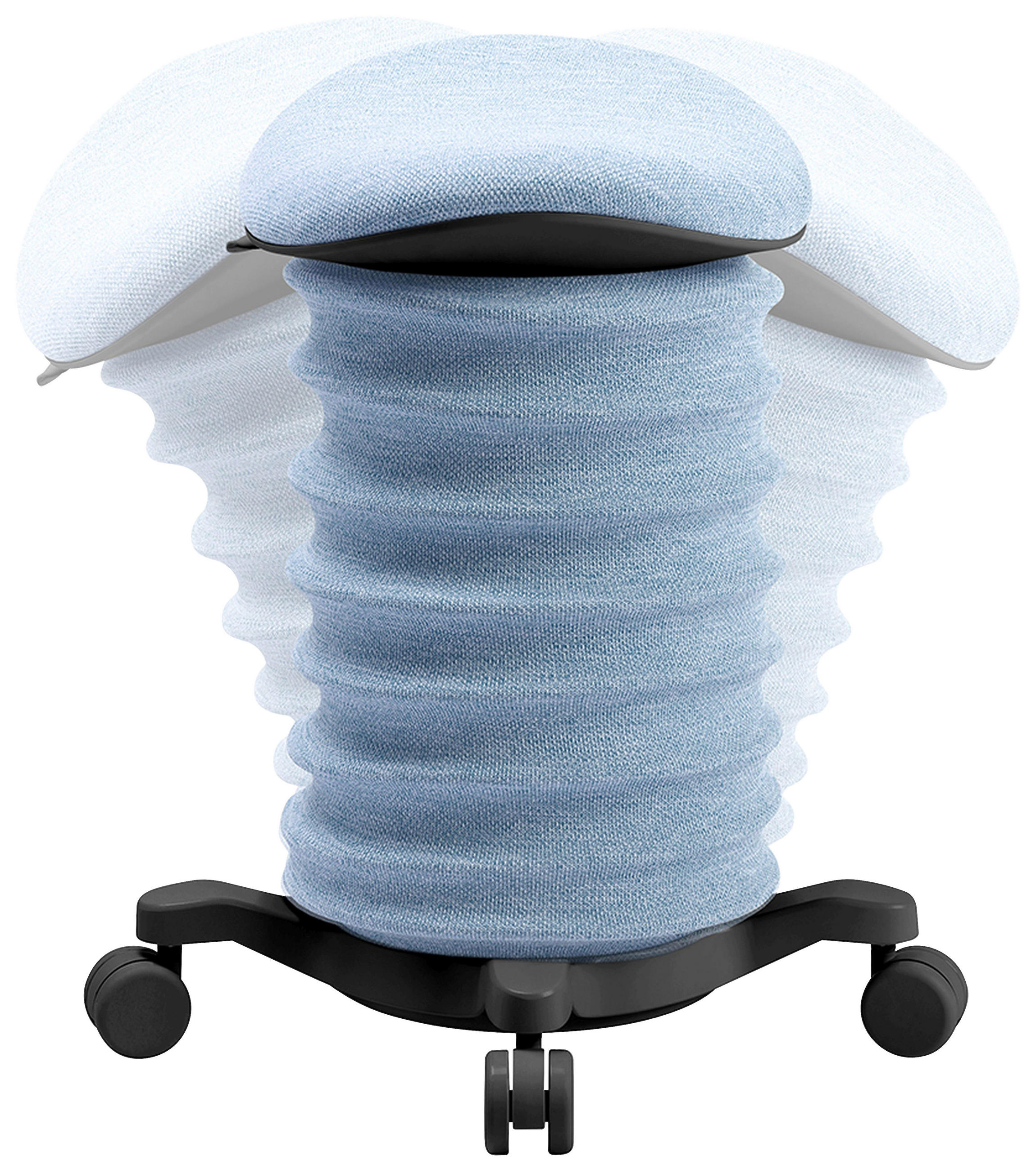 BÜROHOCKER Schwarz, Hellblau  - Schwarz/Hellblau, Design, Kunststoff/Textil (37,5/58-70/36cm) - Topstar