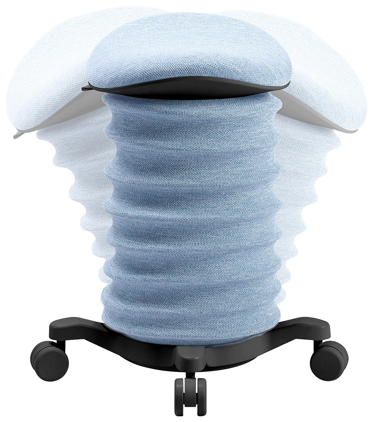 BÜROHOCKER Schwarz, Hellblau  - Schwarz/Hellblau, Design, Kunststoff/Textil (37,5/58-70/36cm) - Topstar