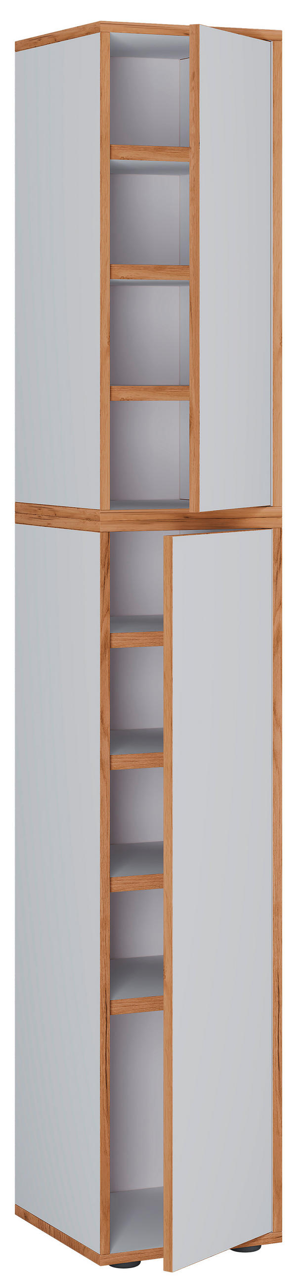 SCHUHSCHRANK Weiß, Honigeiche  - Honigeiche/Weiß, Design, Holzwerkstoff (30/183/33cm) - MID.YOU