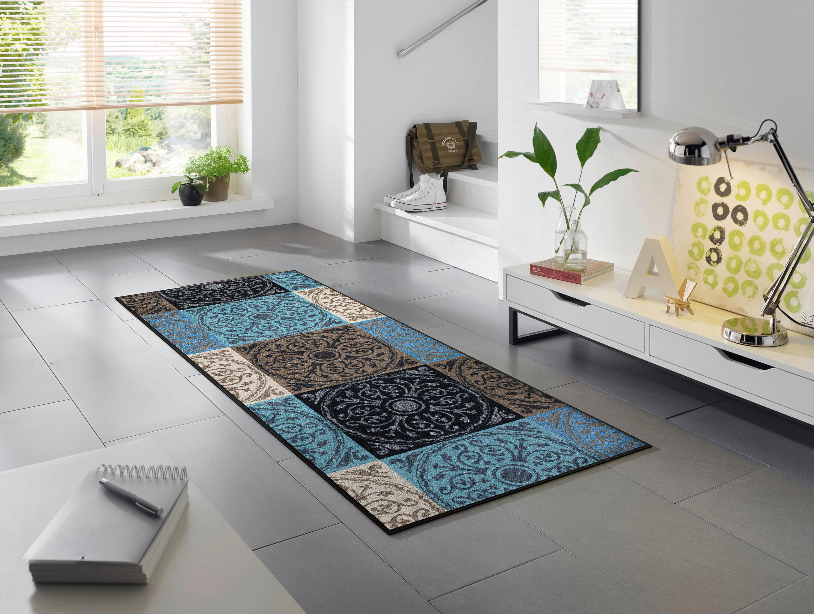 FUßMATTE 40/60 cm  - Blau/Beige, Basics, Kunststoff/Textil (40/60cm) - wash+dry