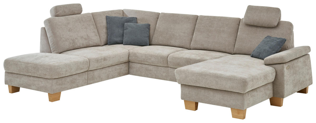 WOHNLANDSCHAFT Beldomo System in Flachgewebe Beige  - Eichefarben/Beige, KONVENTIONELL, Holz/Textil (235/316/167cm) - Beldomo System