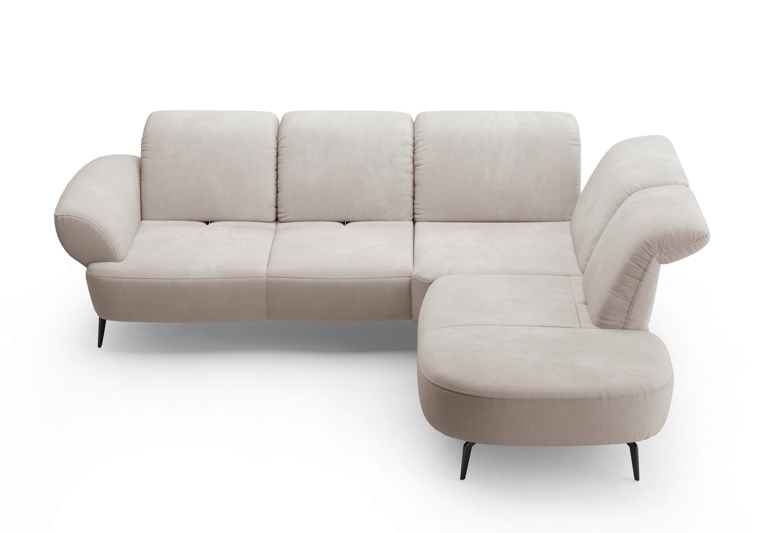 ECKSOFA in Flachgewebe Greige  - Greige/Schwarz, Modern, Textil/Metall (302/270cm) - Sit & More