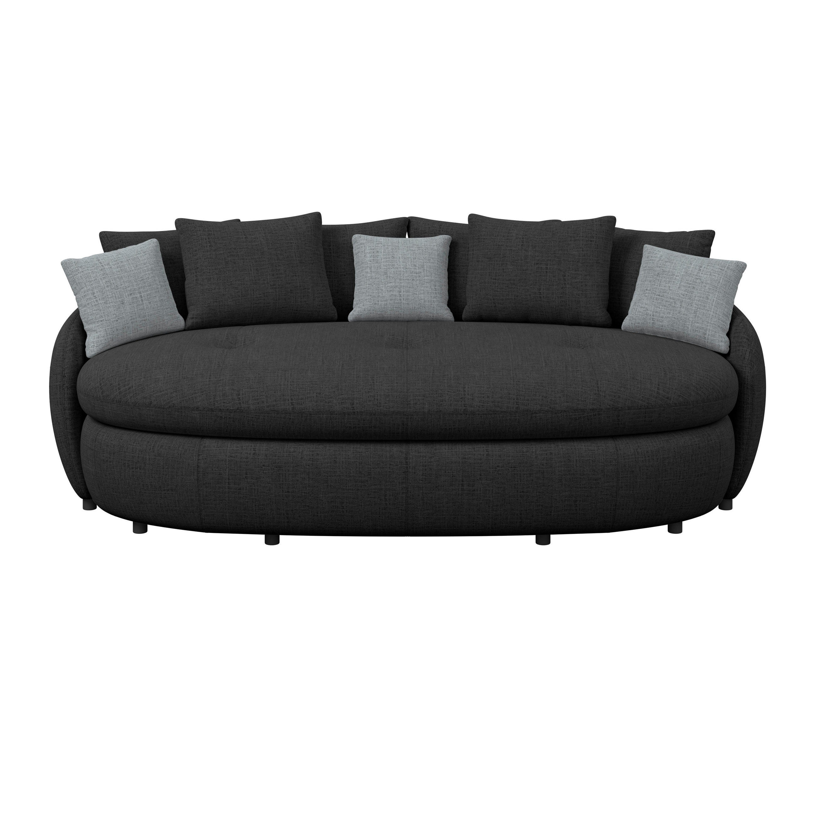 MEGASOFA Chenille Schwarz  - Schwarz, Trend, Kunststoff/Textil (238/80/140cm) - MID.YOU